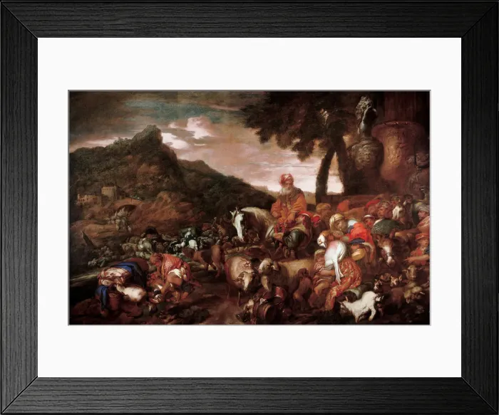 Framed Print : Abraham on the Road to Canaan, 1650-1660. Artist: Castiglione, Giovanni Benedetto (1610-1665) Framed Print : Abraham on the Road to Canaan, 1650-1660. Artist: Castiglione, Giovanni Benedetto (1610-1665)