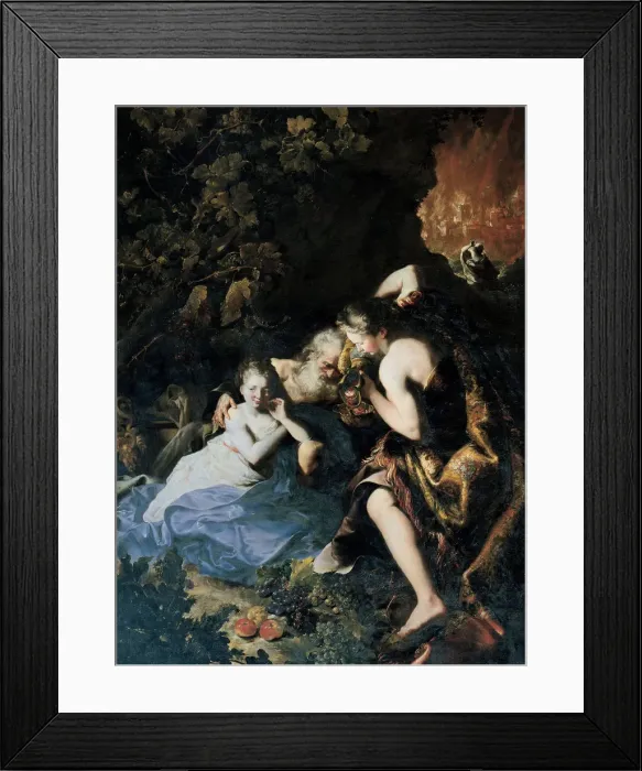 Framed Print : Lot and his Daughters, 1695-1696. Artist: Guidobono, Bartolomeo (1654-1709) Framed Print : Lot and his Daughters, 1695-1696. Artist: Guidobono, Bartolomeo (1654-1709)