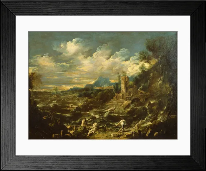 Framed Print : Landscape with Stormy Sea, ca 1720. Artist: Magnasco, Alessandro (1667-1749) Framed Print : Landscape with Stormy Sea, ca 1720. Artist: Magnasco, Alessandro (1667-1749)