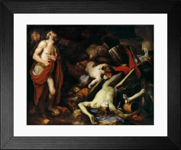 Framed Print : Job and His Children, c. 1650. Artist: Piola, Domenico (1627-1703) Framed Print : Job and His Children, c. 1650. Artist: Piola, Domenico (1627-1703)