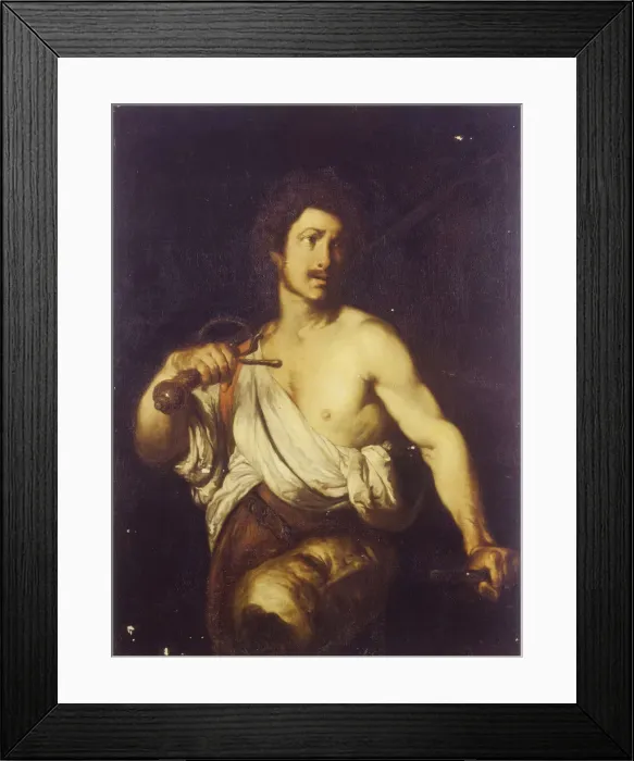 Framed Print : David with the Head of Goliath, c. 1635. Artist: Strozzi, Bernardo (1581-1644)