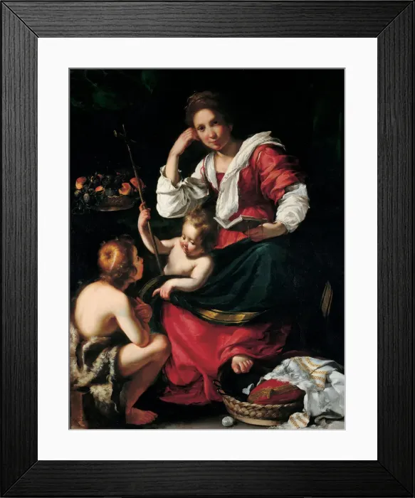 Framed Print : Virgin and child with John the Baptist as a Boy, c. 1620. Artist: Strozzi, Bernardo (1581-1644) Framed Print : Virgin and child with John the Baptist as a Boy, c. 1620. Artist: Strozzi, Bernardo (1581-1644)