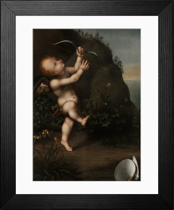 Framed Print : Cupid with a bow, before 1593. Artist: Luini, Aurelio (1530-1593) Framed Print : Cupid with a bow, before 1593. Artist: Luini, Aurelio (1530-1593)