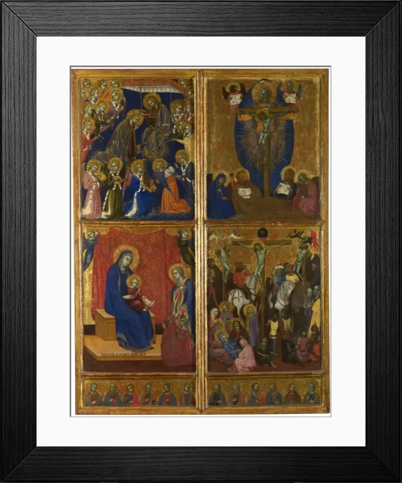 Framed Print : The Coronation of the Virgin. The Trinity. The Virgin and Child with Donors. The Crucifixion. The Twelve Apostles, 1374. Artist: Barnaba da Modena (c. 1328 ? c. 1386)