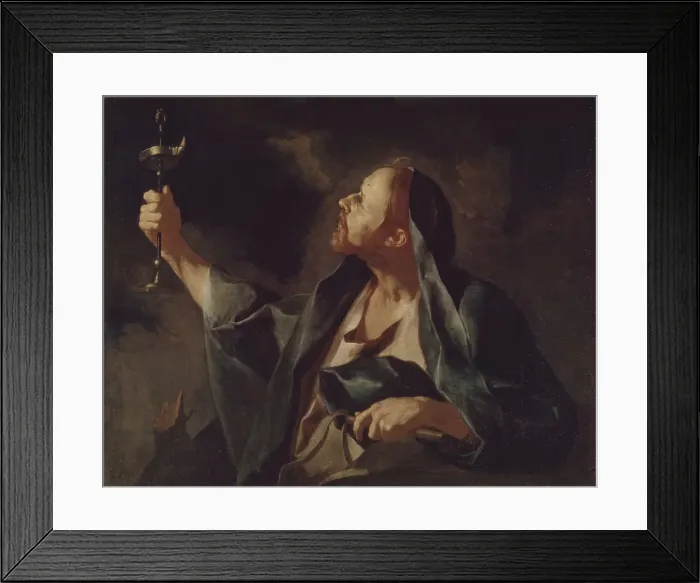 Framed Print : A man with a lamp and a whip (The Prophet Sophonias). Artist: Petrini, Giuseppe Antonio (1677-1759) Framed Print : A man with a lamp and a whip (The Prophet Sophonias). Artist: Petrini, Giuseppe Antonio (1677-1759)