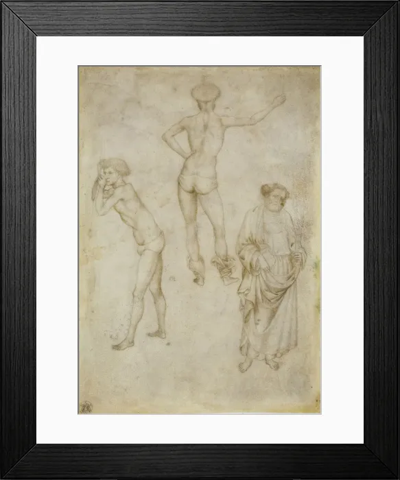 Framed Print : Two male figure studies and Saint Peter, 1430-1435. Artist: Pisanello, Antonio (1395-1455) Framed Print : Two male figure studies and Saint Peter, 1430-1435. Artist: Pisanello, Antonio (1395-1455)