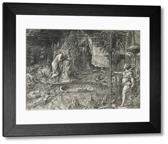 Framed Print : The Allegory of Life (The Dream of Raphael), 1561. Artist: Ghisi, Giorgio (1520-1582) Framed Print : The Allegory of Life (The Dream of Raphael), 1561. Artist: Ghisi, Giorgio (1520-1582)