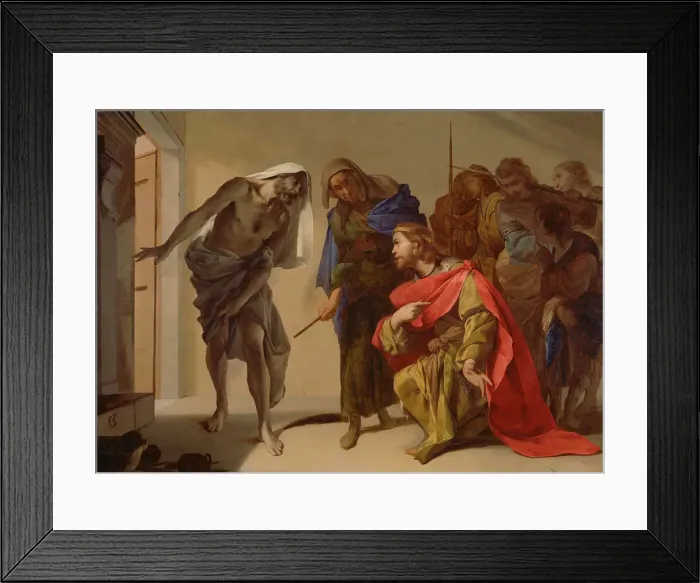 Framed Print : The Shade of Samuel Invoked by Saul, c. 1655. Artist: Cavallino, Bernardo (1616-1656) Framed Print : The Shade of Samuel Invoked by Saul, c. 1655. Artist: Cavallino, Bernardo (1616-1656)