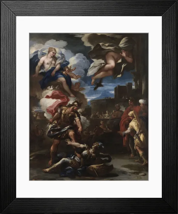 Framed Print : Aeneas defeats Turnus, 1688. Artist: Giordano, Luca (1632-1705)
