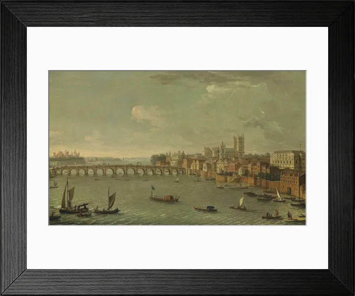 Framed Print : Four views of London: The Thames looking towards Westminster. Artist: Joli, Antonio (1700-1777) Framed Print : Four views of London: The Thames looking towards Westminster. Artist: Joli, Antonio (1700-1777)