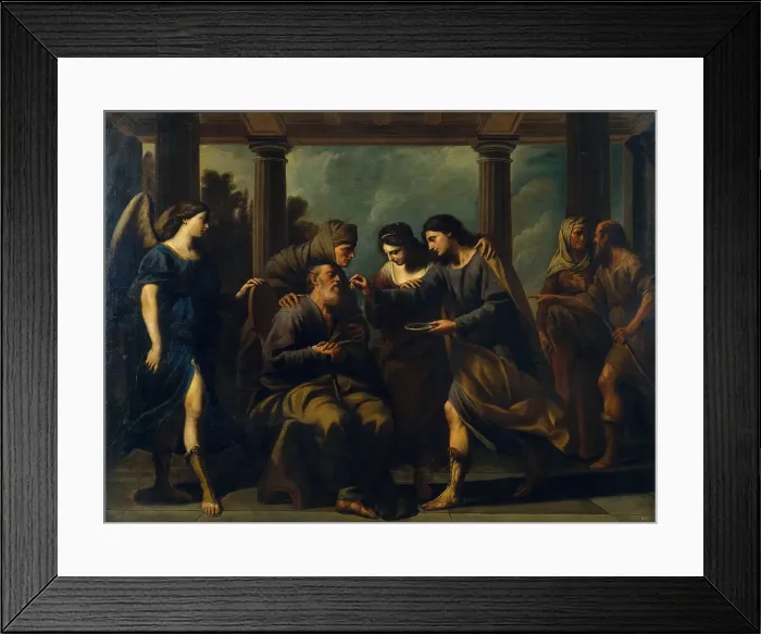 Framed Print : Tobias Healing His Fathers Blindness, c. 1640. Artist: Vaccaro, Andrea (1604-1670) Framed Print : Tobias Healing His Fathers Blindness, c. 1640. Artist: Vaccaro, Andrea (1604-1670)
