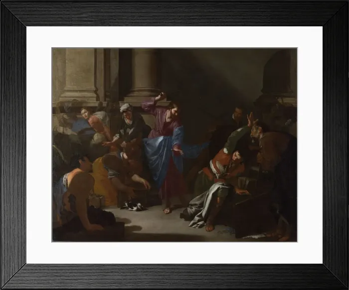 Framed Print : Christ driving the Traders from the Temple, c. 1645. Artist: Cavallino, Bernardo (1616-1656) Framed Print : Christ driving the Traders from the Temple, c. 1645. Artist: Cavallino, Bernardo (1616-1656)