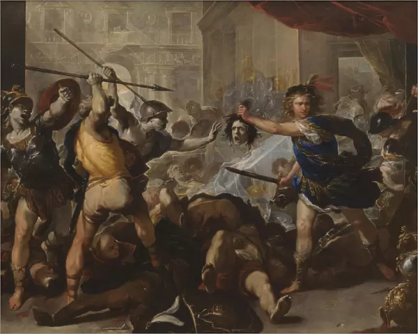 Perseus turning Phineas and his Followers to Stone, Early 1680s. Artist: Giordano, Luca (1632-1705)