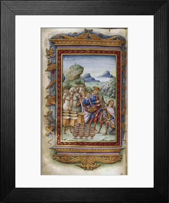 Framed Print : Achilles refusing gifts (Illustration for The Heroides by Ovid), 1485-1499. Artist: Majorana, Cristoforo (active ca. 1480-1494) Framed Print : Achilles refusing gifts (Illustration for The Heroides by Ovid), 1485-1499. Artist: Majorana, Cristoforo (active ca. 1480-1494)