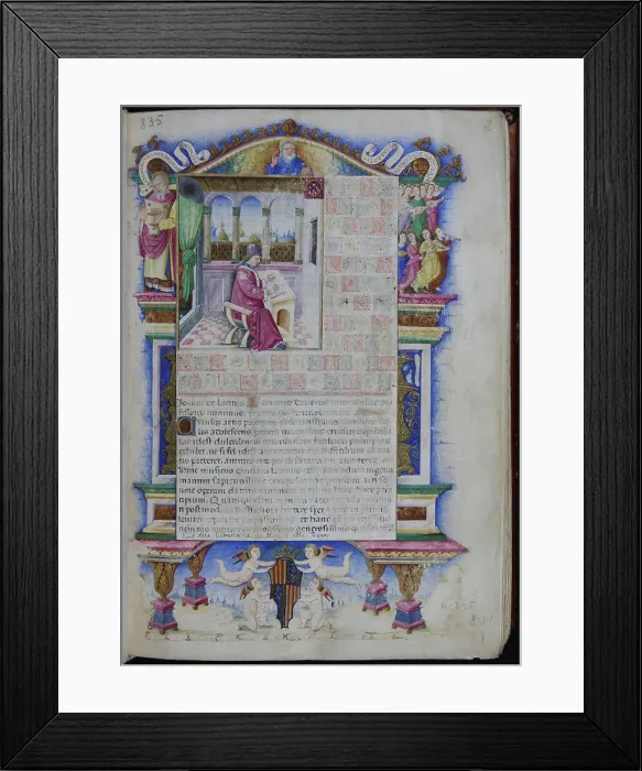 Framed Print : Portrait of Johannes Tinctoris (From Opus musices Joannis Tinctoris), 1483. Artist: Rapicano, Nardo (?-1493) Framed Print : Portrait of Johannes Tinctoris (From Opus musices Joannis Tinctoris), 1483. Artist: Rapicano, Nardo (?-1493)