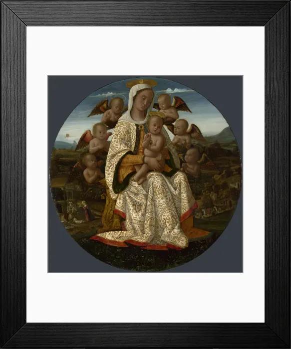 Framed Print : The Virgin and Child with Cherubs, c. 1500. Artist: Fungai, Bernardino (1460-1516) Framed Print : The Virgin and Child with Cherubs, c. 1500. Artist: Fungai, Bernardino (1460-1516)