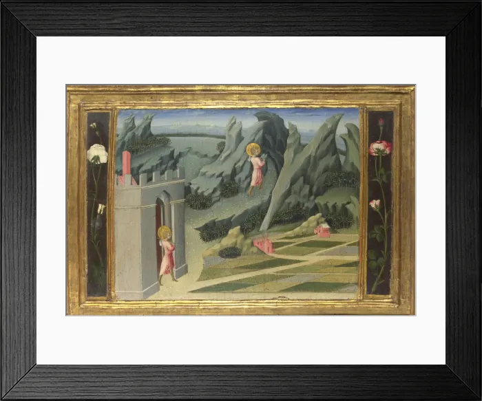 Framed Print : Saint John the Baptist retiring to the Desert (Predella Panel), 1454. Artist: Giovanni di Paolo (ca 1403-1482) Framed Print : Saint John the Baptist retiring to the Desert (Predella Panel), 1454. Artist: Giovanni di Paolo (ca 1403-1482)