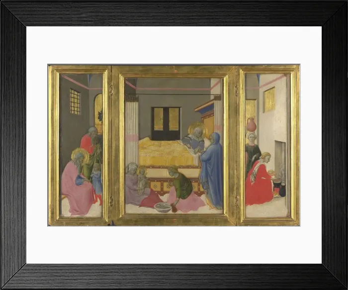 Framed Print : The Birth of the Virgin, c. 1440. Artist: Master of the Osservanza Triptych (active 1430-1480) Framed Print : The Birth of the Virgin, c. 1440. Artist: Master of the Osservanza Triptych (active 1430-1480)