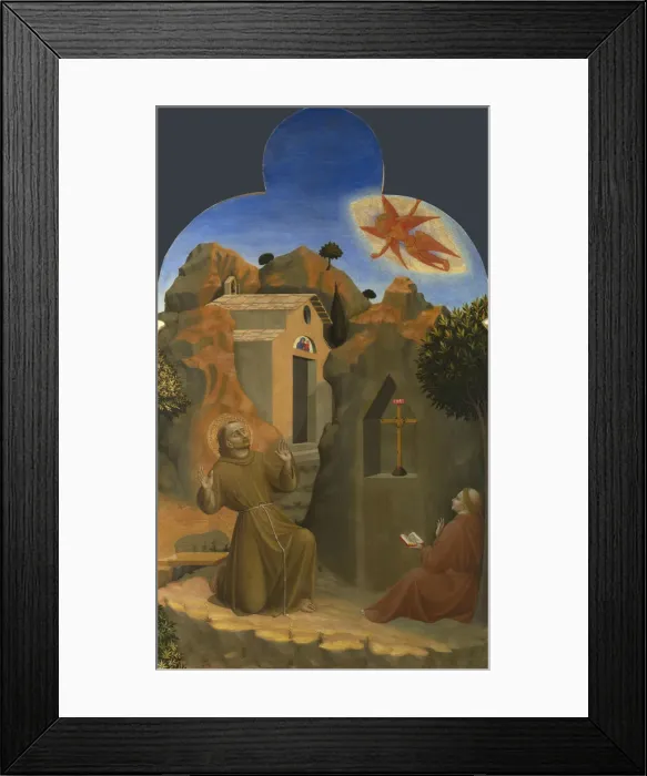 Framed Print : The Stigmatisation of Saint Francis (From Borgo del Santo Sepolcro Altarpiece), 1437-1444. Artist: Sassetta (1392-1450) Framed Print : The Stigmatisation of Saint Francis (From Borgo del Santo Sepolcro Altarpiece), 1437-1444. Artist: Sassetta (1392-1450)
