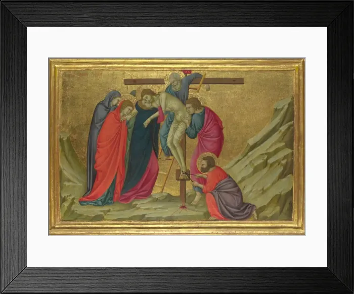 Framed Print : The Deposition (From the Basilica of Santa Croce, Florence), c. 1324-1325. Artist: Ugolino di Nerio (ca 1280-1349)