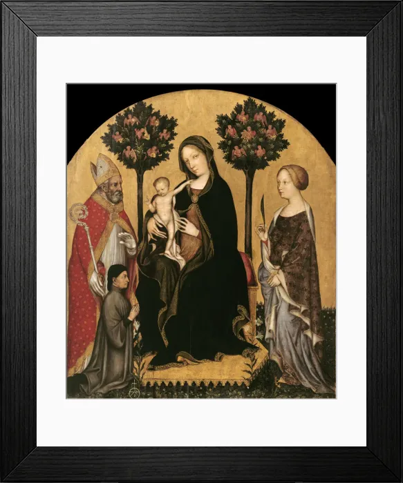Framed Print : Mary Enthroned with the Child, Saints and a Donor. Artist: Gentile da Fabriano (ca 1370-1427) Framed Print : Mary Enthroned with the Child, Saints and a Donor. Artist: Gentile da Fabriano (ca 1370-1427)