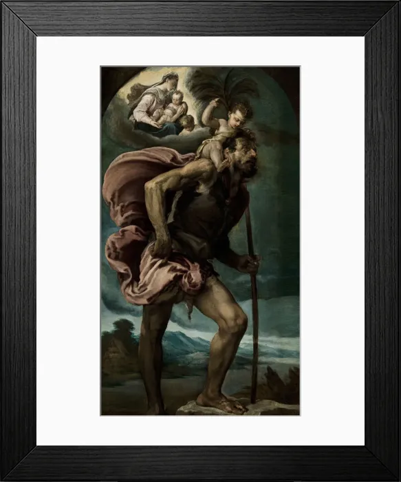 Framed Print : Saint Christopher, 1559. Artist: Bassano, Jacopo, il vecchio (ca. 1510-1592) Framed Print : Saint Christopher, 1559. Artist: Bassano, Jacopo, il vecchio (ca. 1510-1592)