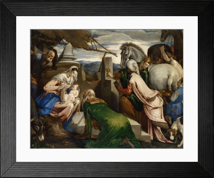 Framed Print : The Adoration of the Magi, ca 1555. Artist: Bassano, Jacopo, il vecchio (ca. 1510-1592) Framed Print : The Adoration of the Magi, ca 1555. Artist: Bassano, Jacopo, il vecchio (ca. 1510-1592)
