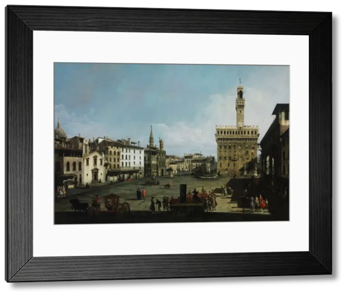 Framed Print : The Piazza della Signoria in Florence, 1742. Artist: Bellotto, Bernardo (1720-1780)