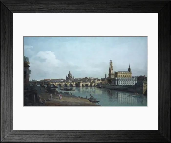 Framed Print : Dresden seen from the Right Bank of the Elbe, beneath the Augusts Bridge, 1748. Artist: Bellotto, Bernardo (1720-1780) Framed Print : Dresden seen from the Right Bank of the Elbe, beneath the Augusts Bridge, 1748. Artist: Bellotto, Bernardo (1720-1780)