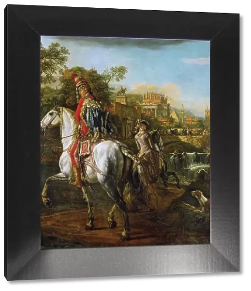 Equestrian Portrait of a Hussar Officer, 1773. Artist: Bellotto, Bernardo (1720-1780)
