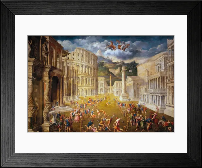 Framed Print : Fighting gladiators, c. 1560. Artist: Bordone, Paris (1500-1571) Framed Print : Fighting gladiators, c. 1560. Artist: Bordone, Paris (1500-1571)
