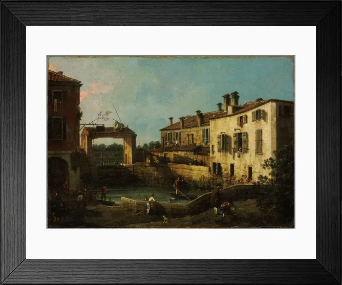 Framed Print : Lock near Dolo, 1776. Artist: Canaletto (1697-1768) Framed Print : Lock near Dolo, 1776. Artist: Canaletto (1697-1768)