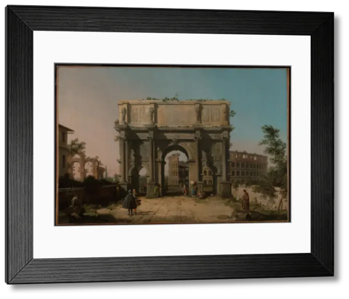 Framed Print : View of the Arch of Constantine with the Colosseum, 1742-1745. Artist: Canaletto (1697-1768) Framed Print : View of the Arch of Constantine with the Colosseum, 1742-1745. Artist: Canaletto (1697-1768)
