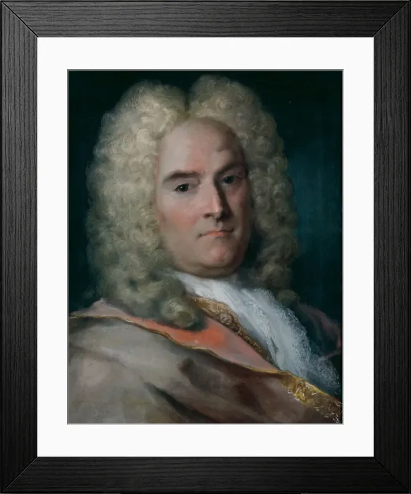 Framed Print : A Gentleman in a Gray Cape over a Gold-Embroidered Coat. Artist: Carriera, Rosalba Giovanna (1657-1757) Framed Print : A Gentleman in a Gray Cape over a Gold-Embroidered Coat. Artist: Carriera, Rosalba Giovanna (1657-1757)