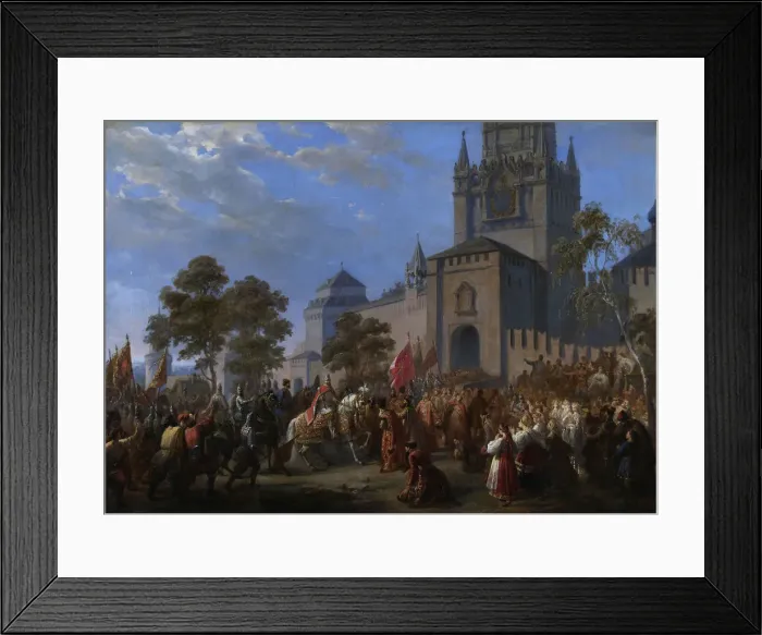 Framed Print : The national uprising of Kuzma Minin and Count Dmitry Pozharsky, 1856. Artist: Dusi, Cosroe (1808-1859) Framed Print : The national uprising of Kuzma Minin and Count Dmitry Pozharsky, 1856. Artist: Dusi, Cosroe (1808-1859)