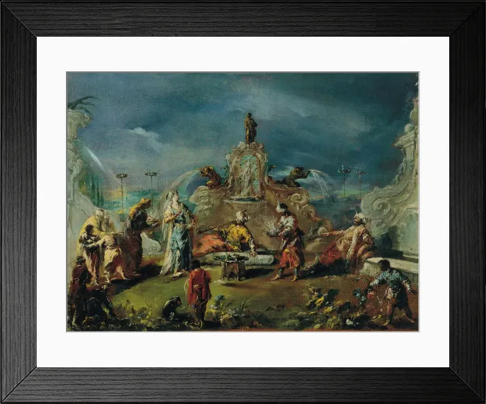 Framed Print : Scene in the Garden of a Serraglio, ca 1743. Artist: Guardi, Giovanni Antonio (1699-1760) Framed Print : Scene in the Garden of a Serraglio, ca 1743. Artist: Guardi, Giovanni Antonio (1699-1760)