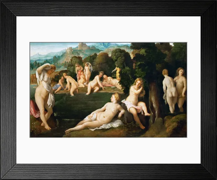 Framed Print : Nymphs Bathing, ca 1528. Artist: Palma il Vecchio, Jacopo, the Elder (1480-1528) Framed Print : Nymphs Bathing, ca 1528. Artist: Palma il Vecchio, Jacopo, the Elder (1480-1528)