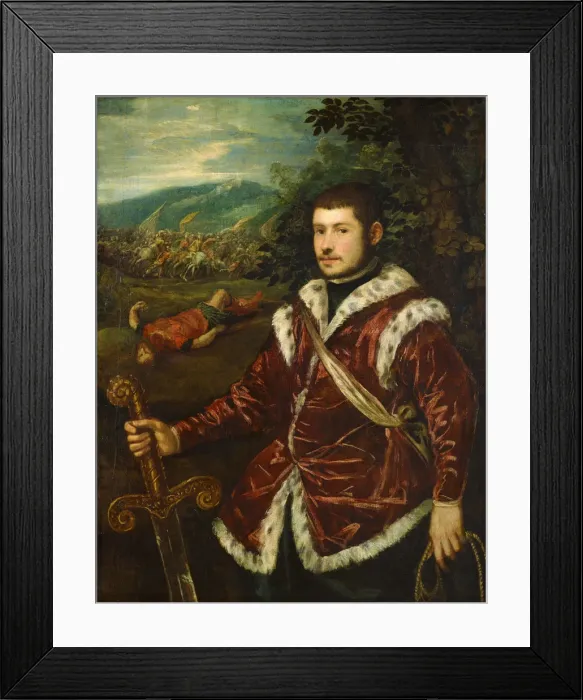 Framed Print : Portrait of a Young Man as David, ca 1555. Artist: Tintoretto, Jacopo (1518-1594) Framed Print : Portrait of a Young Man as David, ca 1555. Artist: Tintoretto, Jacopo (1518-1594)
