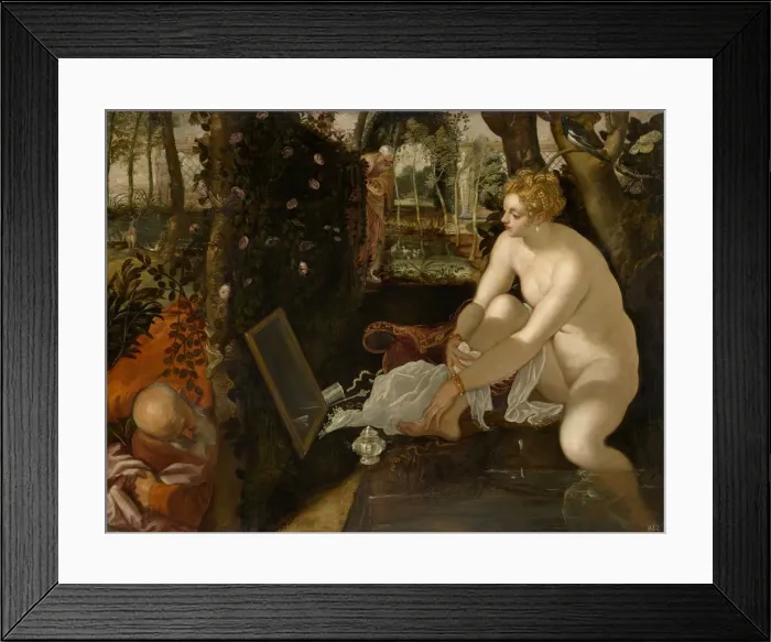 Framed Print : Susanna and the Elders, ca 1555. Artist: Tintoretto, Jacopo (1518-1594) Framed Print : Susanna and the Elders, ca 1555. Artist: Tintoretto, Jacopo (1518-1594)