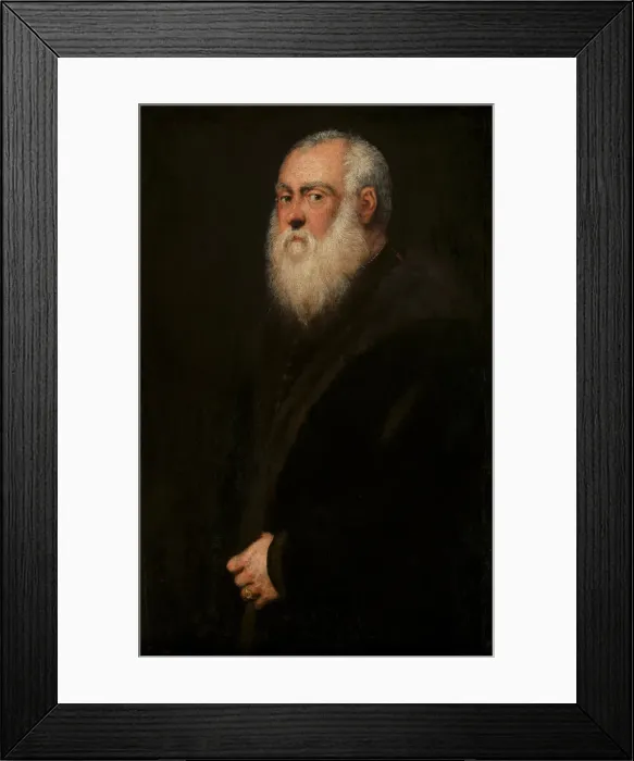 Framed Print : Man with a White Beard, c. 1570. Artist: Tintoretto, Jacopo (1518-1594)
