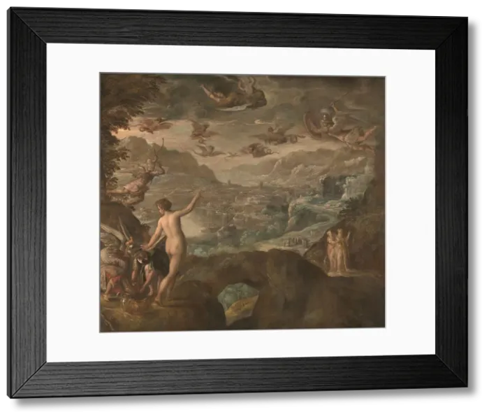 Framed Print : Landscape with the Expulsion of the Harpies, ca 1590. Artist: Fiammingo, Paolo (c. 1540-1596) Framed Print : Landscape with the Expulsion of the Harpies, ca 1590. Artist: Fiammingo, Paolo (c. 1540-1596)