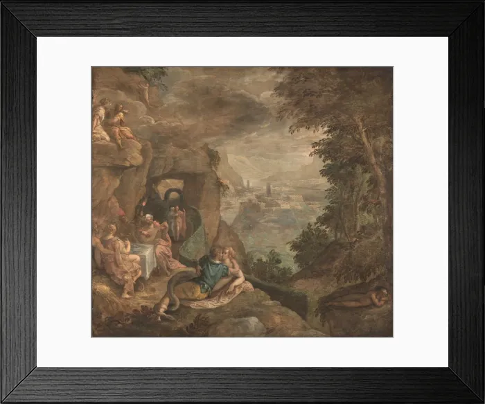 Framed Print : Landscape with a Scene of Enchantment, ca 1590. Artist: Fiammingo, Paolo (c. 1540-1596) Framed Print : Landscape with a Scene of Enchantment, ca 1590. Artist: Fiammingo, Paolo (c. 1540-1596)