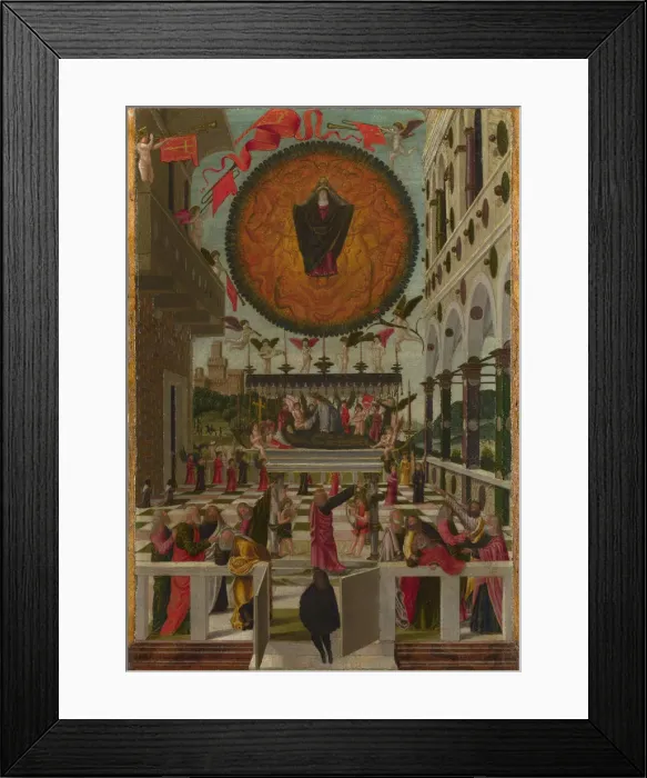 Framed Print : The Dormition and Assumption of the Virgin, 1488. Artist: Gerolamo da Vicenza (active 1488) Framed Print : The Dormition and Assumption of the Virgin, 1488. Artist: Gerolamo da Vicenza (active 1488)