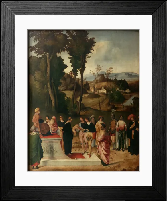 Framed Print : Moess Undergoes Trial by Fire, 1502-1505. Artist: Giorgione (1476-1510) Framed Print : Moess Undergoes Trial by Fire, 1502-1505. Artist: Giorgione (1476-1510)