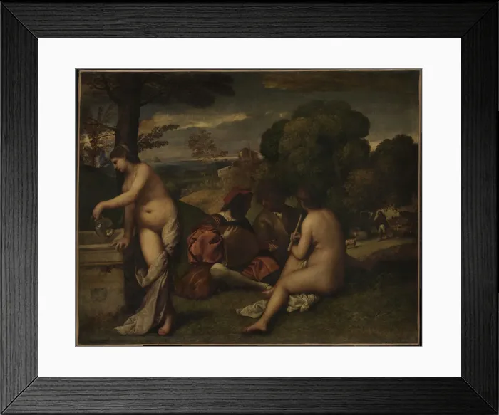 Framed Print : Pastoral Concert, c. 1510. Artist: Giorgione (1476-1510) Framed Print : Pastoral Concert, c. 1510. Artist: Giorgione (1476-1510)