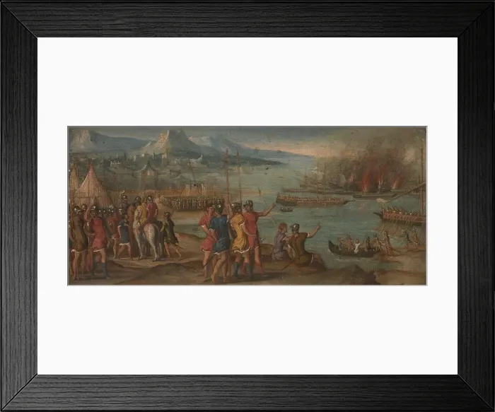 Framed Print : A Naval Battle, c. 1580. Artist: Italian master Framed Print : A Naval Battle, c. 1580. Artist: Italian master