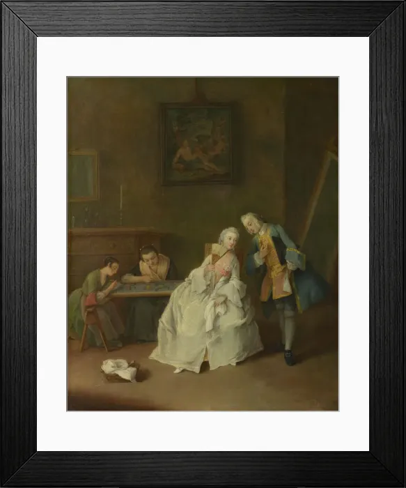 Framed Print : A Lady receiving a Cavalier, 1747-1755. Artist: Longhi, Pietro (1701-1785) Framed Print : A Lady receiving a Cavalier, 1747-1755. Artist: Longhi, Pietro (1701-1785)