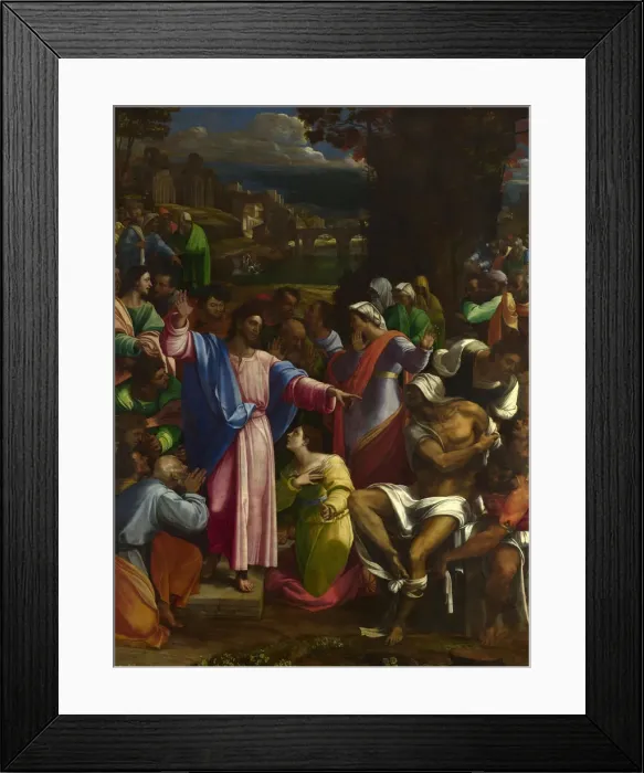Framed Print : The Raising of Lazarus, ca 1518. Artist: Piombo, Sebastiano, del (1485-1547) Framed Print : The Raising of Lazarus, ca 1518. Artist: Piombo, Sebastiano, del (1485-1547)