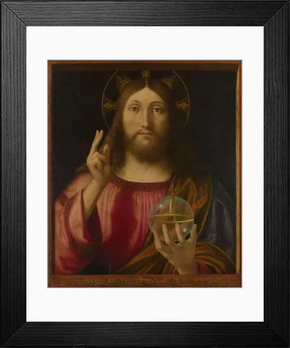 Framed Print : Salvator Mundi, 1519. Artist: Previtali, Andrea (ca 1480-1528) Framed Print : Salvator Mundi, 1519. Artist: Previtali, Andrea (ca 1480-1528)
