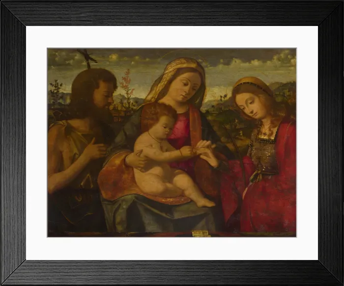 Framed Print : The Virgin and Child with Saints John the Baptist and Catherine, 1504. Artist: Previtali, Andrea (ca 1480-1528) Framed Print : The Virgin and Child with Saints John the Baptist and Catherine, 1504. Artist: Previtali, Andrea (ca 1480-1528)